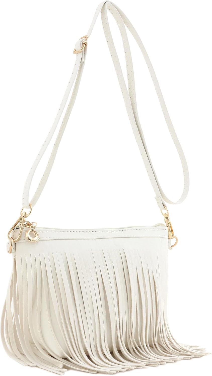 FashionPuzzle Small Fringe Crossbody Bag with Wrist Strap