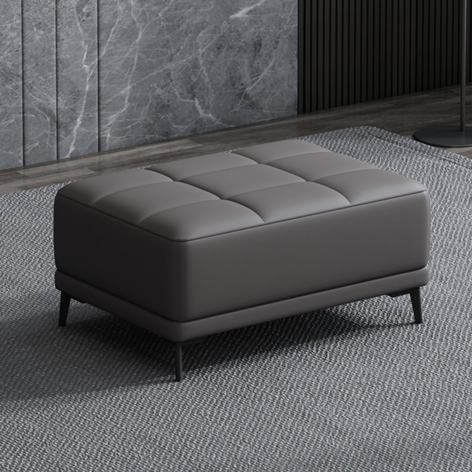 Banc de rangement à chaussures capitonné pour libérer l'espace du salon