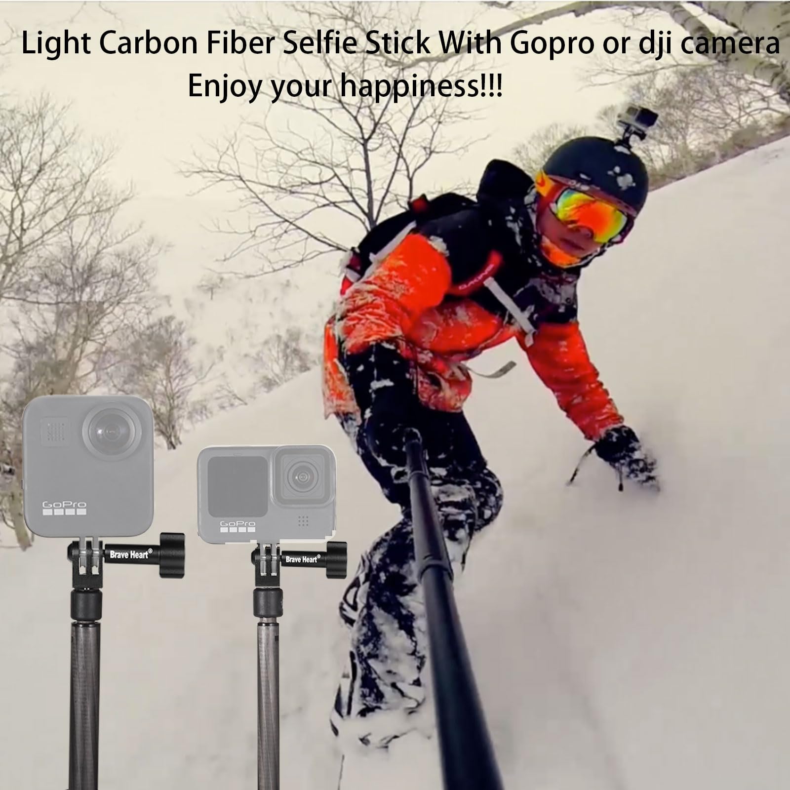 Selfiestick Met 3-kaak En 1/4 Inch Aansluiting Universal Fernbedienung Selfie Stick Für GoPro/Insta360 X4/Ace Pro/ONE R/RS Für Hero Serie/Handy Erweiterte Selfie Stick Selfie Stick Insta 360
