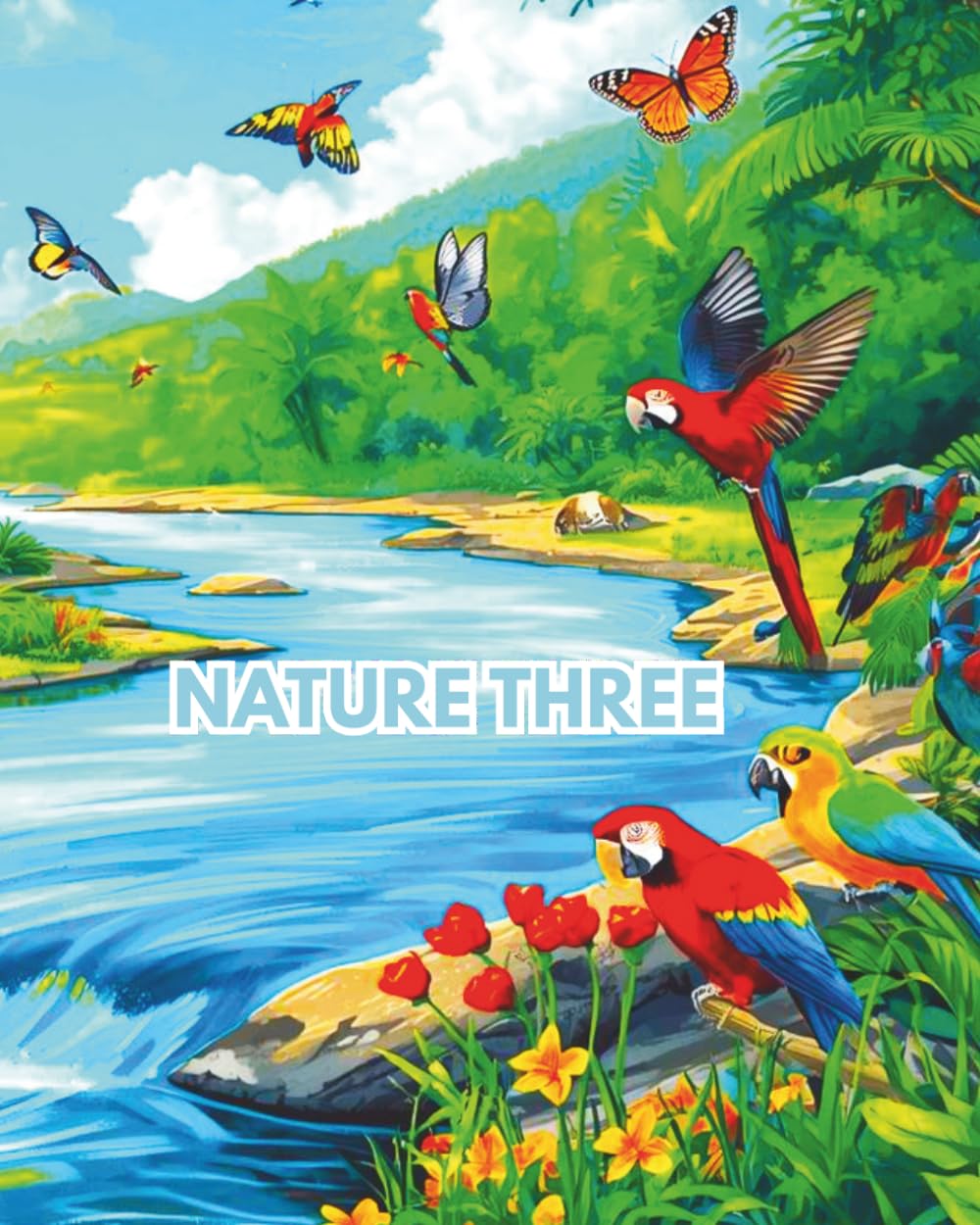 NATURE THREE: A NATURE COLOURING BOOK FULL OF FLOWERS, TREE'S , BIRDS AND BUTTERFLIES. (LIMITED EDITIONS)