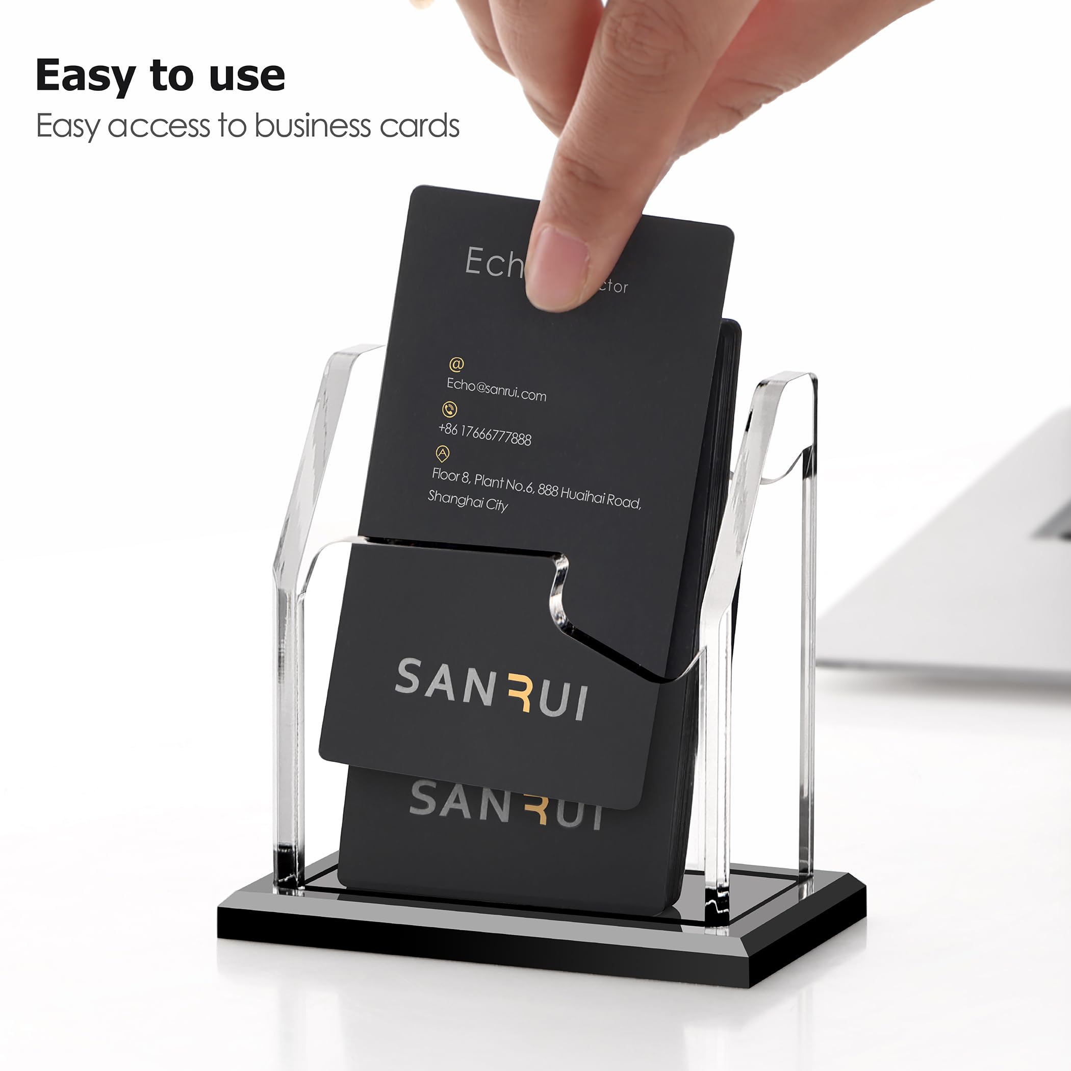 Black Acrylic Business Card Holder - Desk Organizer -6 Black Acrylic Business Card Holder - Desk Organizer -6