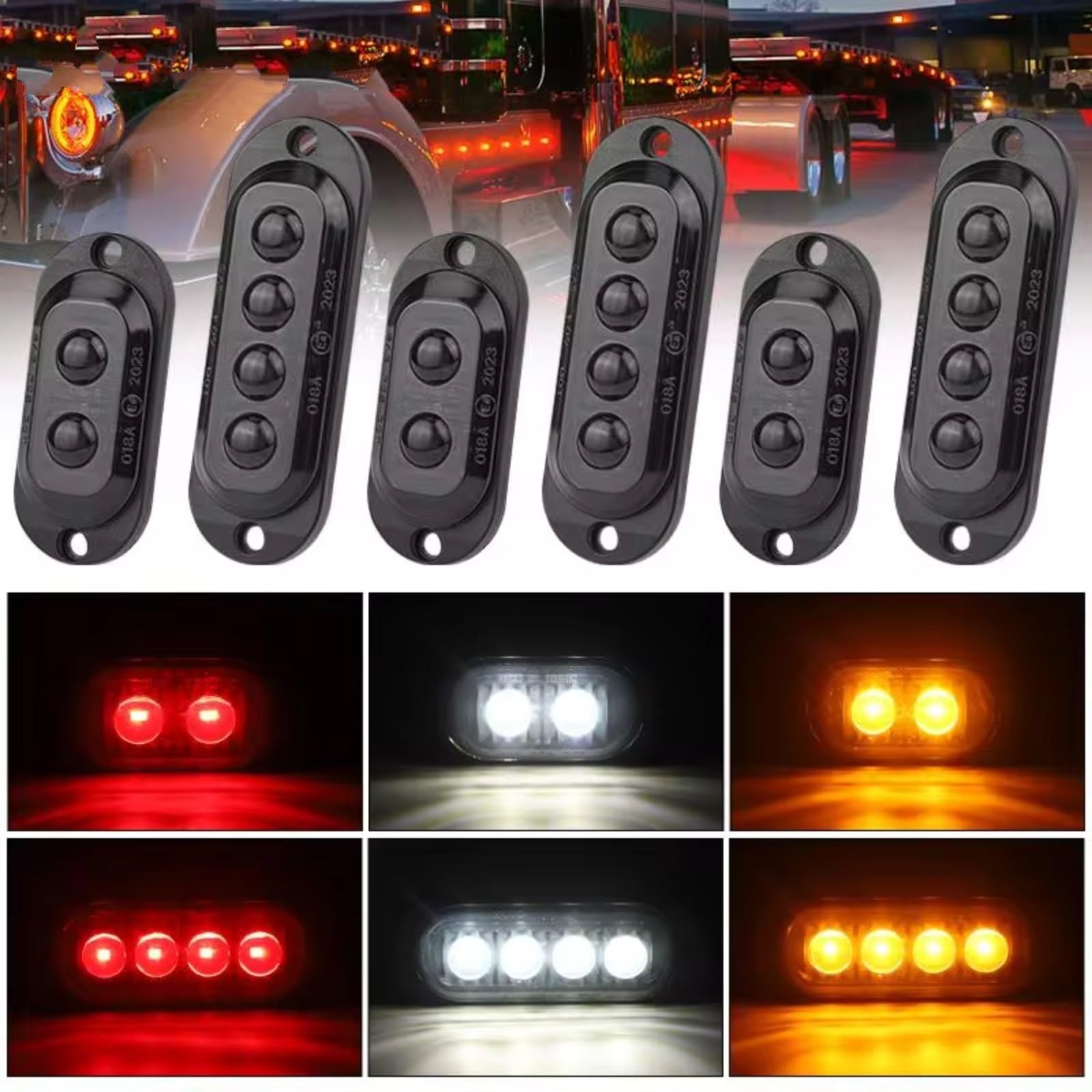 Gruppo Ottico Posteriore Per auto bus SUV camion rimorchio RV 12V 24V camion laterale Clearance Marker Lamp Warning Tail Lights LED Side Marker Lamp Indicator Fanale Posteriore(2pcs 4led White)