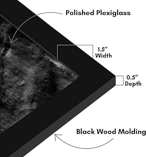 Vista 1088 de Americanflat - Marco para póster de 71 x 74 cm con plexiglás pulido, portarretratos negro de madera industrializada, Epic Collection, marco ancho