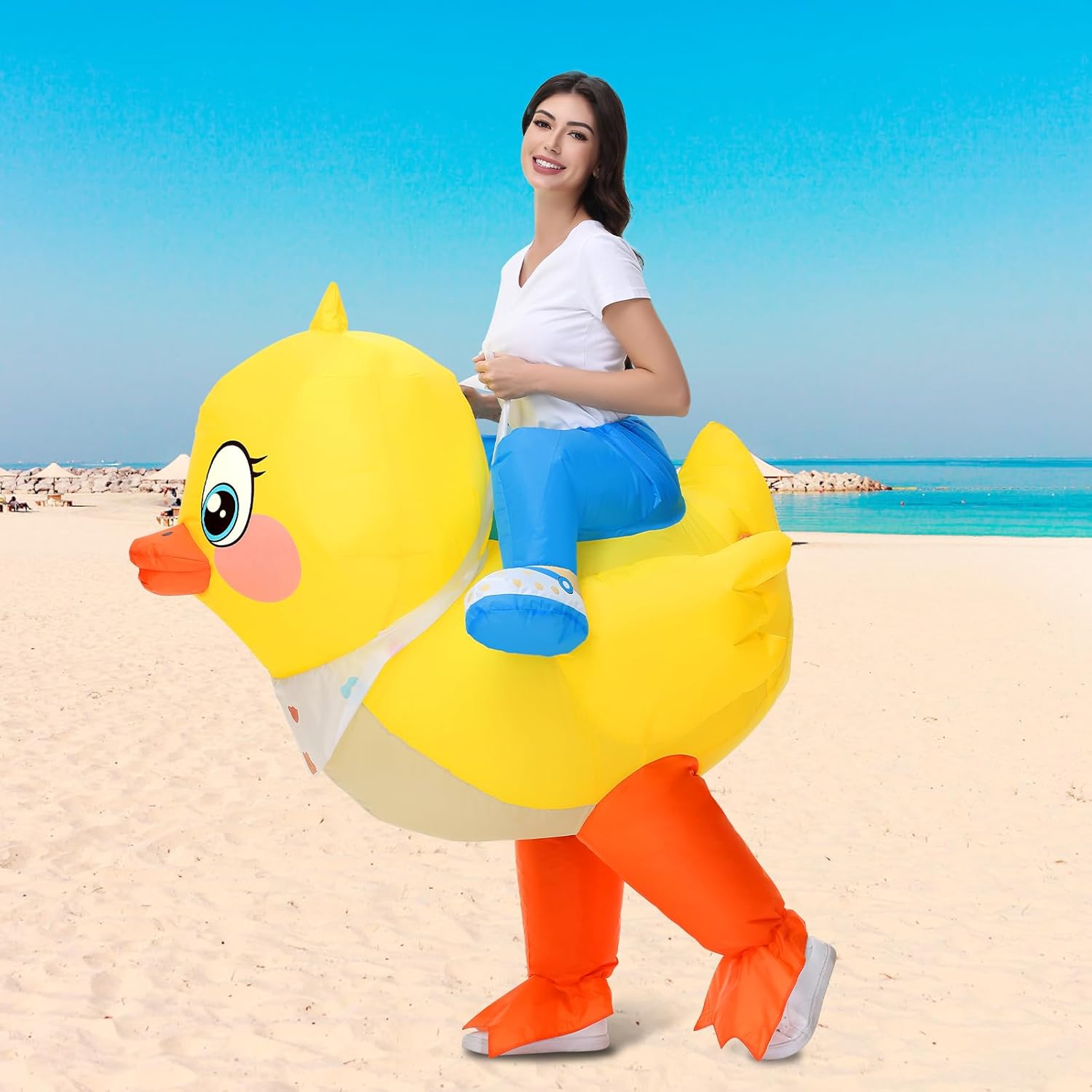 Inflatable Duck Costume for Adults, Yellow, One Size, Funny Animal Costume for Men & Women, Halloween, Cosplay - Image 5