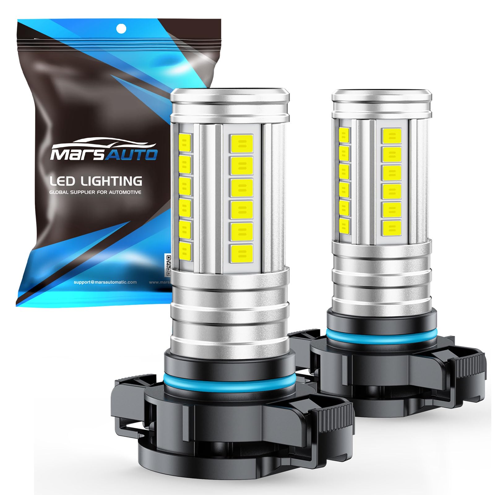 Marsauto 5201 5202 LED Fog Light Bulbs, 12,000LM PS24W LED Fog Light Bulbs, 360° Illumination 6500K Strong Penetration, 1:1 Mini Size Upgraded 60 Pcs Chips 5202 Fog Light Bulb, Accessory Light Kits