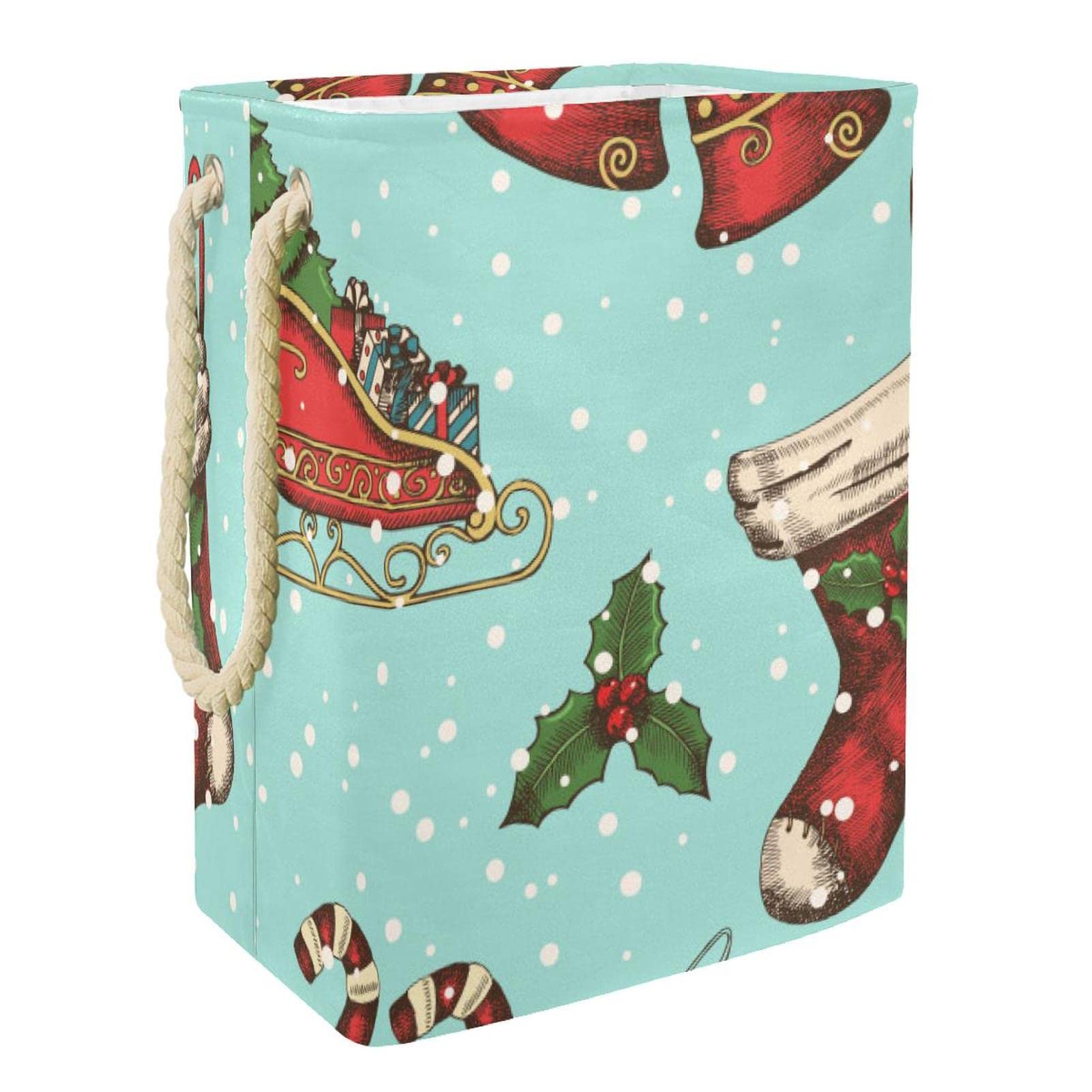 Panier à linge imperméable avec poignée bac à vêtements Noël