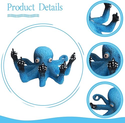 Miniatura 3 de Saim Decoración de acuario de pulpo con estrellas de mar pequeñas, pulpo, accesorios artificiales para pecera, decoración perfecta para tanques