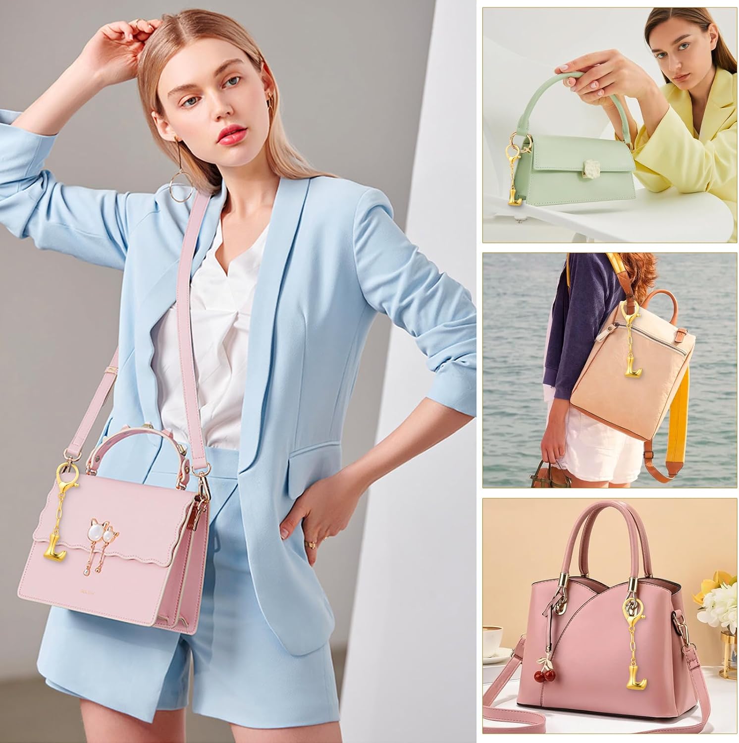 VICKHU Gold Plated Bubble Initial Letter Cute Keychain for Women Car Key Purse Decorative Keyring Handbag Charms Fashion - Image 4