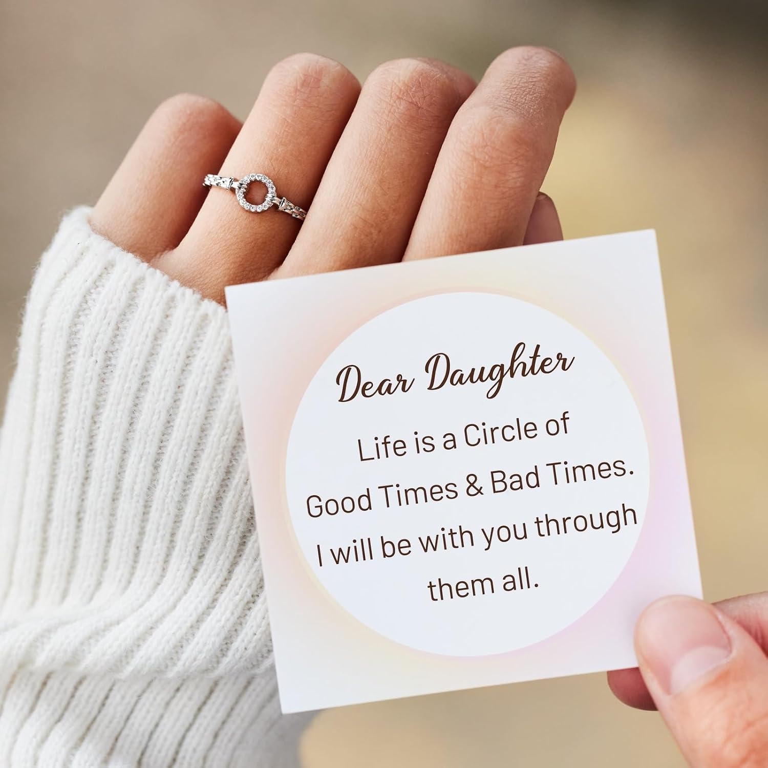 STORYJEWELLERY Daughter Ring, Daughter Gifts, 925 Sterling Silver Rings for Daughters, Birthday Gifts for Daughters and Moms
