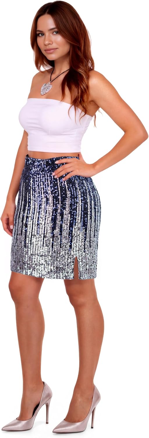 Sequin Skirt Sparkly High Waisted Stretchy Bodycon Mini Skirts Party Night Out Clubwear for Women - Image 5