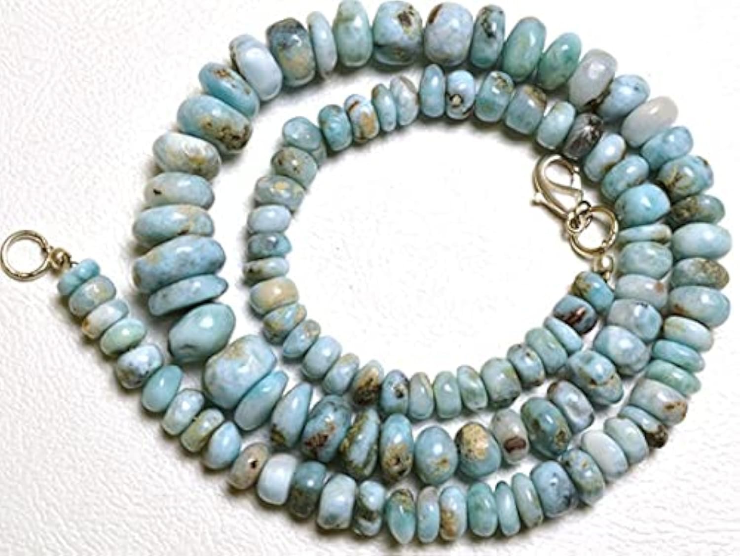 Collier Larimar naturel perles lisses 6-12 mm pour retrouver la sérénité