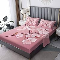 Vista 12 de Japanese Cherry Blossom Sheets California King Sheet Sets - Bed Sheets for Kids Boys Girls, Ink Painting Sheet Set with Deep Pocket Fitted Sheet