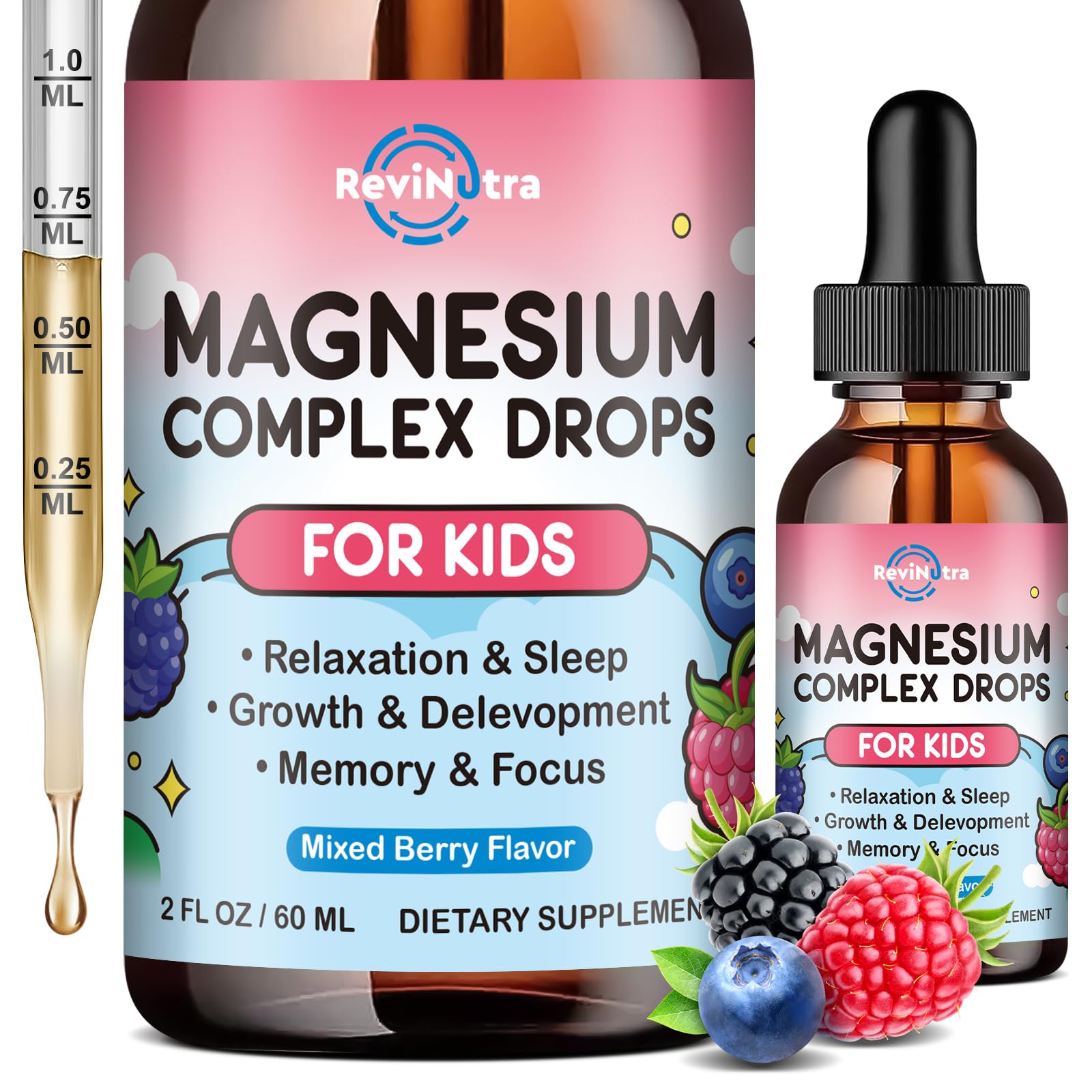 Kids Magnesium Liquid Drops - Magnesium Glycinate Liquid for Kids, Magnesium Supplement with L-Theanine, Calcium, Zinc, Vitamin D3 K2 for Sleep Calm Relaxation Brain Bones, Pineapple Flavor 2 Fl Oz — Amazon image 10