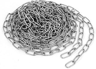 Aexit Pet Dog Material Handling Products Training Clothes Hanging 304 Stainless Steel Coil Chain Silver Coil Chains Tone M1.2x13Ft