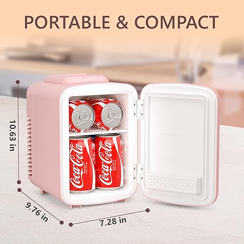 Miniatura 14 de EUHOMY Mini nevera, 4 litros/6 latas AC/DC pequeño refrigerador para cuidado de la piel, enfriador portátil y calentador para el cuidado de la piel,