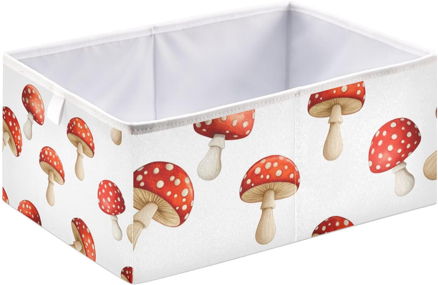 Red Mushrooms Cube Storage Box 11x11x11 inch Fabric Storage Basket with Handles Collapsible Waterproof Basket for Shelf & Closet Organizer Home Decor