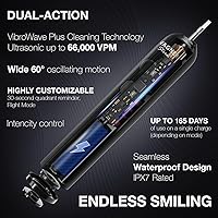 Vista 3 de Wagner Stern VibroWave Plus - Cepillo de dientes eléctrico sónico de oscilación y vibración con 4 cabezales de cepillo. IPX7 resistente al agua.