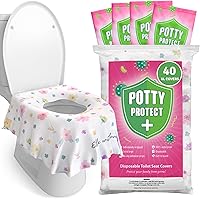 Eli with Love 40 Extra Large Disposable Toilet Seat Covers for Toddlers - Waterproof Full Coverage Floral Potty Liners for Travel & Public Restrooms