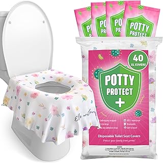 Eli with Love 40 Extra Large Disposable Toilet Seat Cover by Eli with Love – Toddler Toilet Covers for Full Coverage On Toilet or Potty – Ideal Travel Toilet Seat Covers for Kids and Adults (Floral)
