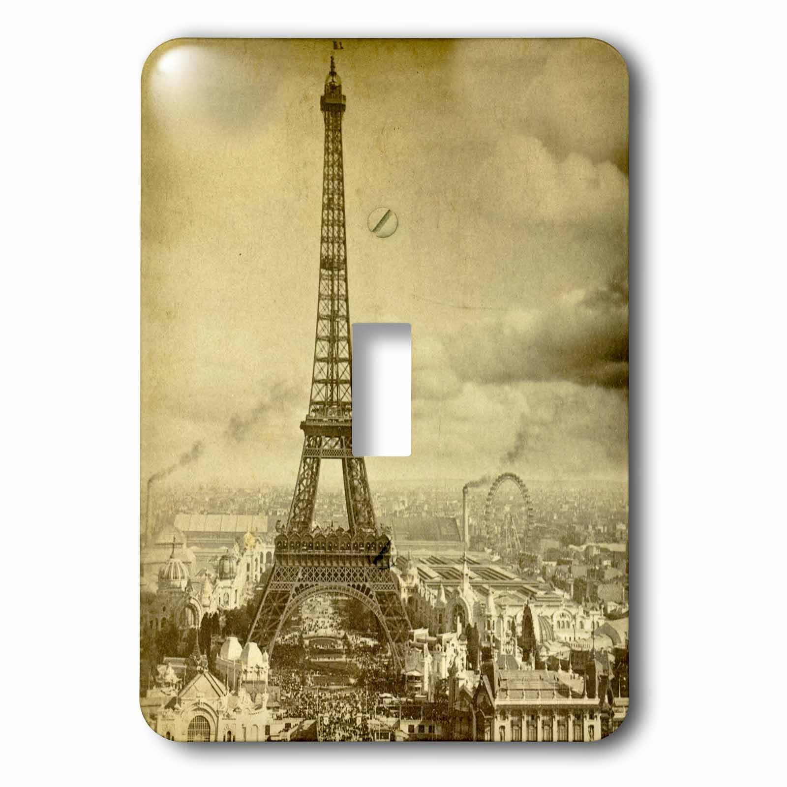 Interruptor de boton individual Torre Eiffel Paris decoracion vintage pared sepia 3dRose