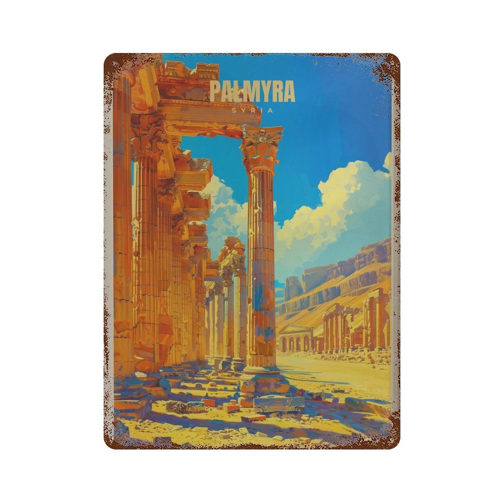 xiaoxiaoshen Palmyra Syria Travel Ancient Temple Wall Decor Art Metal Tin Poster Modern Home Decor Art Home Bar Shop Decorations Vintage Sign 40x30cm