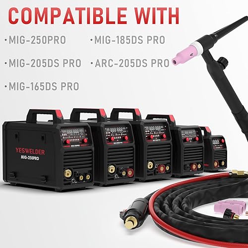 Miniatura 6 de YESWELDER TIG Welding Torch WP-17V 13ft 150Amp 35-50mm² Air Cooled Lift TIG Torch, Compatible with YESWELDER MIG-165DS PRO/MIG-185DS PRO/MIG-205DS