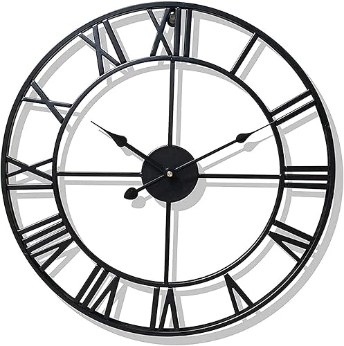 FBITE Creative Big - Reloj de pared tradicional de hierro dorado de 32 pulgadas con números romanos color dorado 236in