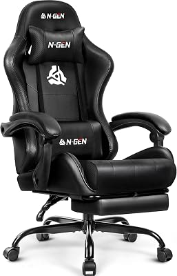 N-GEN GAMING Video Gaming Chair with Footrest Lumbar Support - best gaming mics