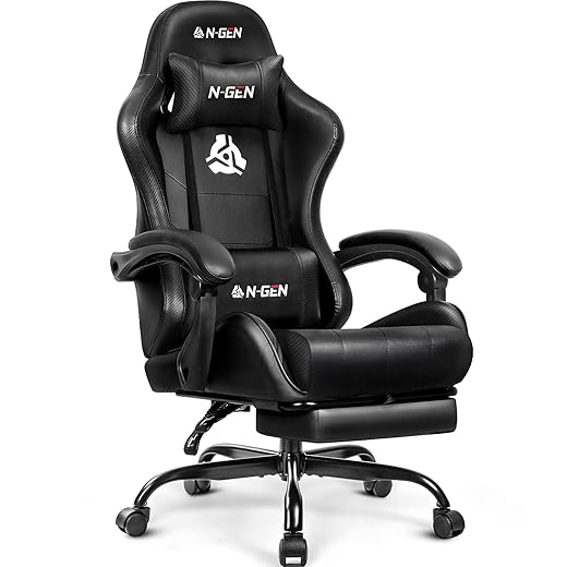 N-GEN Ergonomic High-Back Gaming Chair with Footrest