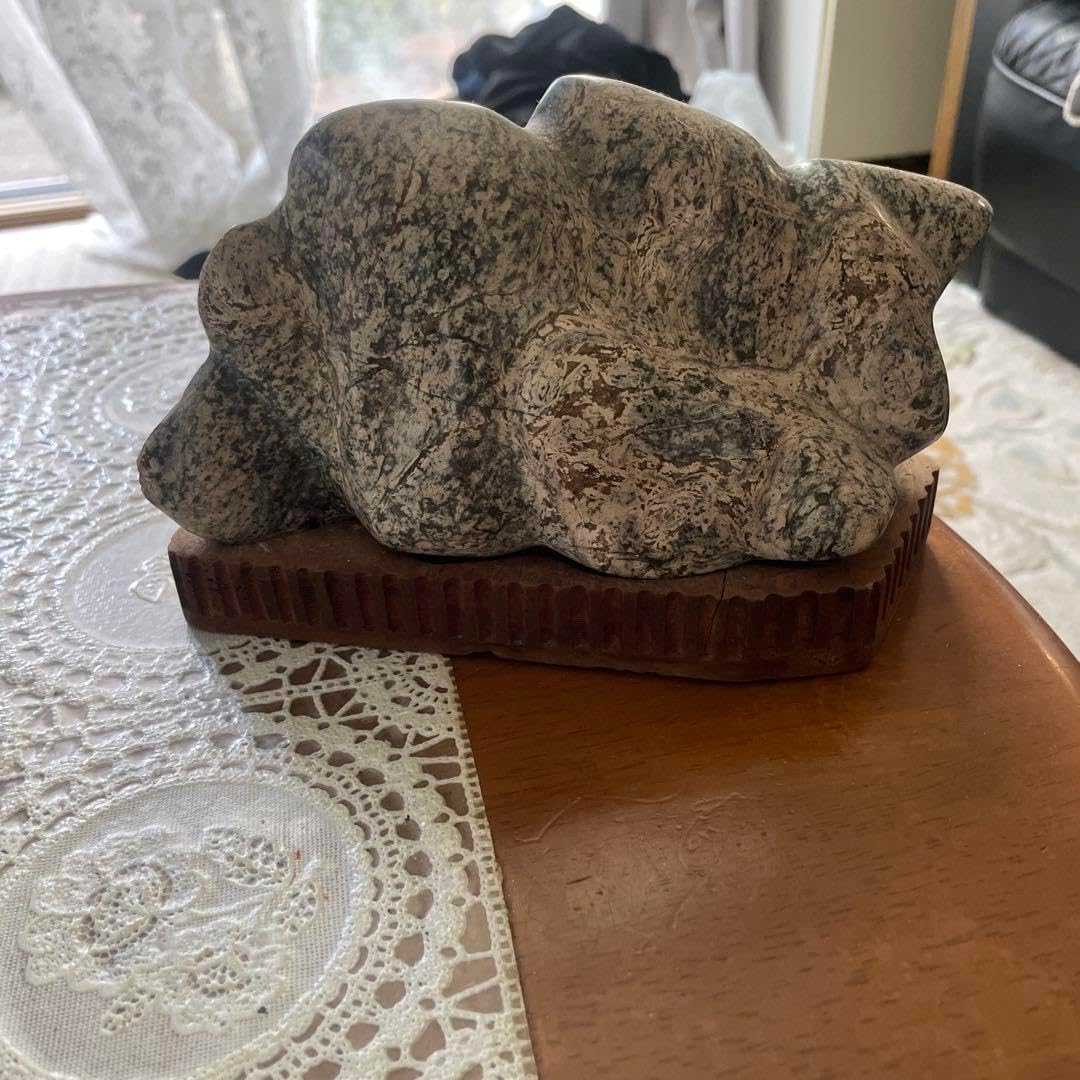 水石 自然石 木製台座付き 約10cm