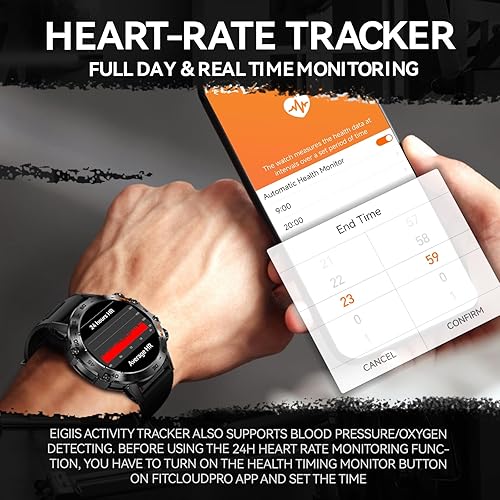 Miniatura 4 de Military Smart Watch for Men MakeAnswer Calls Rugged Tactical Smartwatch Compatible with Android iPhone Samsung 1.39" HD Screen Heart Rate Sleep