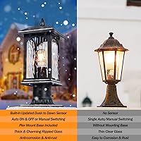 Vista 5 de Paquete de 2 luces de poste para exteriores del anochecer al amanecer con base de montaje en muelle, iluminación exterior de poste duro con cable