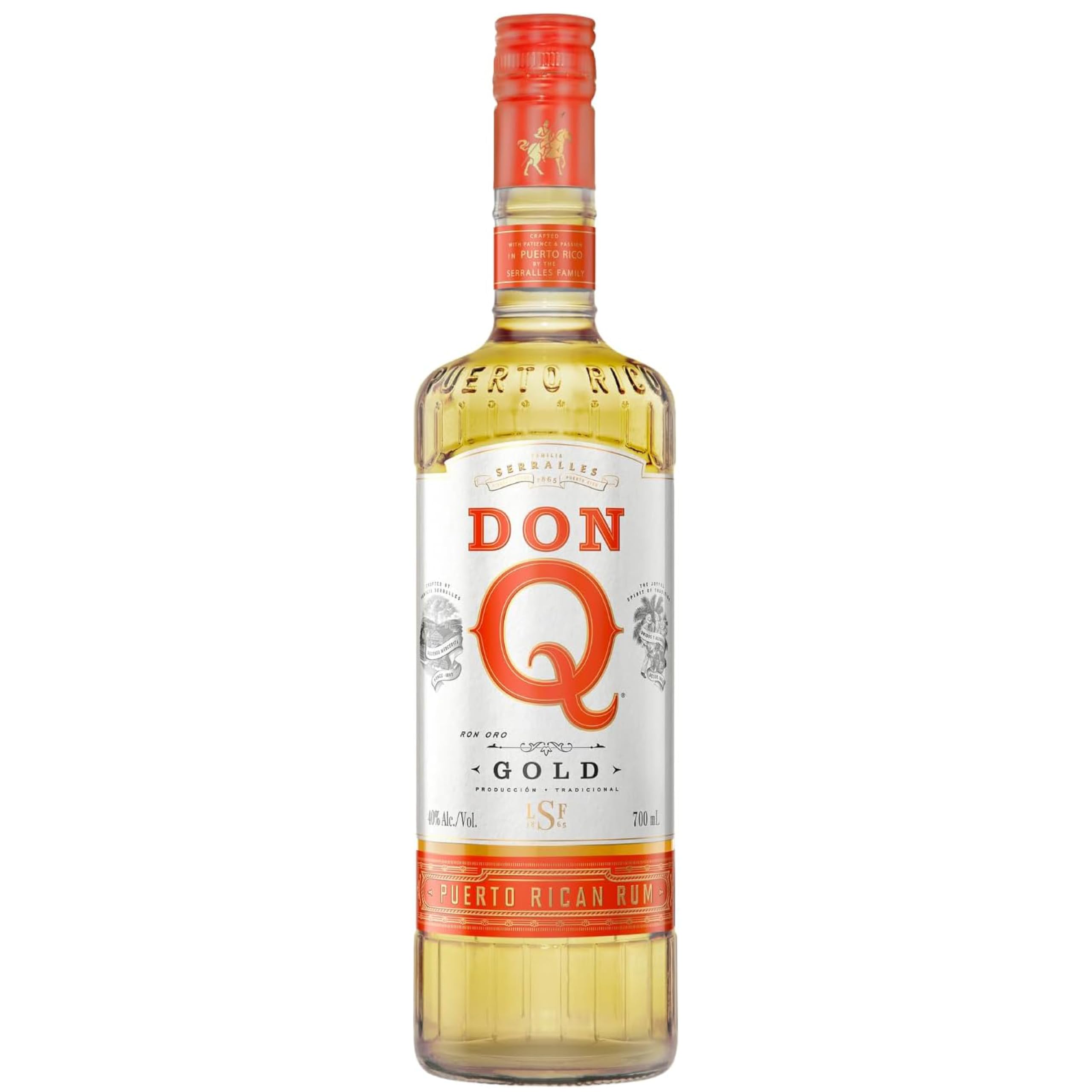 Don Q Gold Puerto Rican Rum 70cl, 40 percent ABV – Blend aged 1½–5 years, carbon-filtered for clarity – Classic golden style for Cuba Libre & Daiquiri – Crafted by Destilería Serrallés Since 1865
