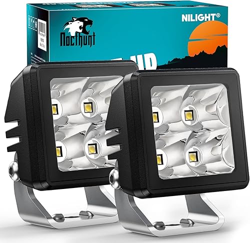 Nilight Luces LED para motocicleta, 2 unidades, 2 pulgadas, 20 W, haz de punto cuadrado, mini luces de trabajo de conducción integradas EMC, luces