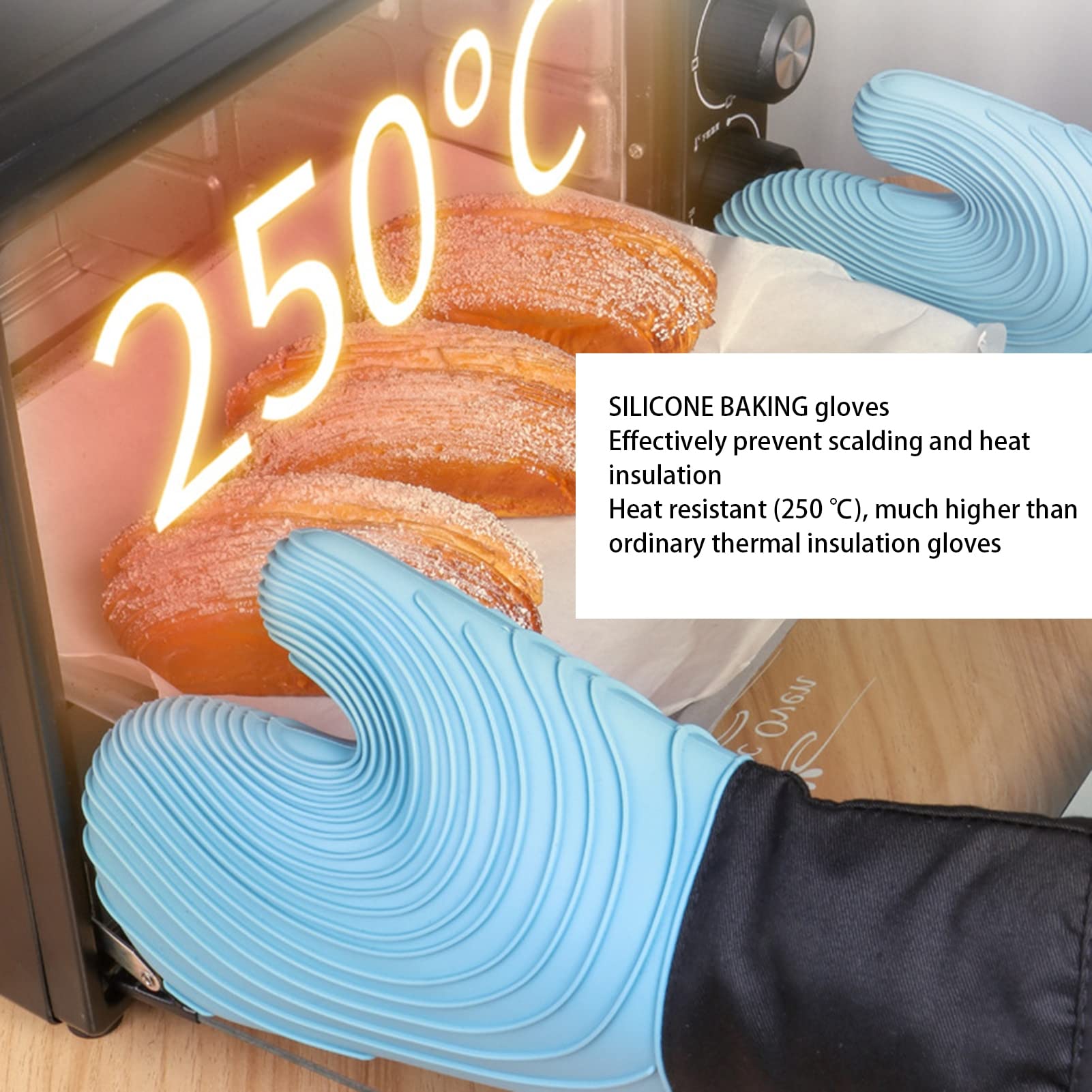 AAPIE Manoplas para Horno de Silicona y Tela Soportes para ollas Guantes de Cocina Resistentes al Calor Guantes para Horno Kitchenaid Hornos de microondas
