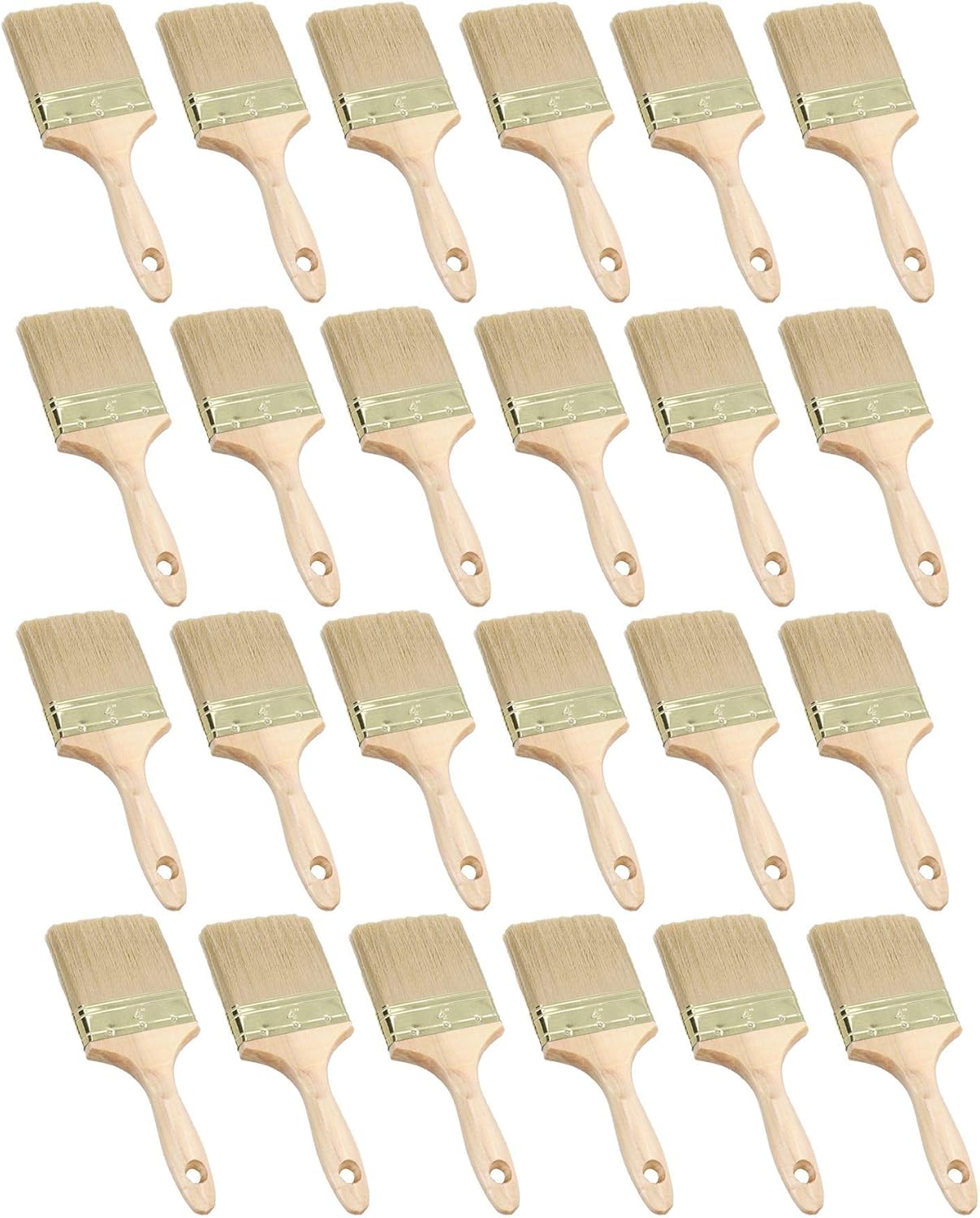 100mm Wide Nylon Paint Brush Wooden Handle for Sheds Decking Fences 24pk