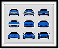 Vista 5 de Custom Car Posters Handmade Poster compatible with Chevy Corvette Generations and Print of Chevrolet Corvette (C1 C2 C3 C4 C5 C6 C7 C8) (Landscape)