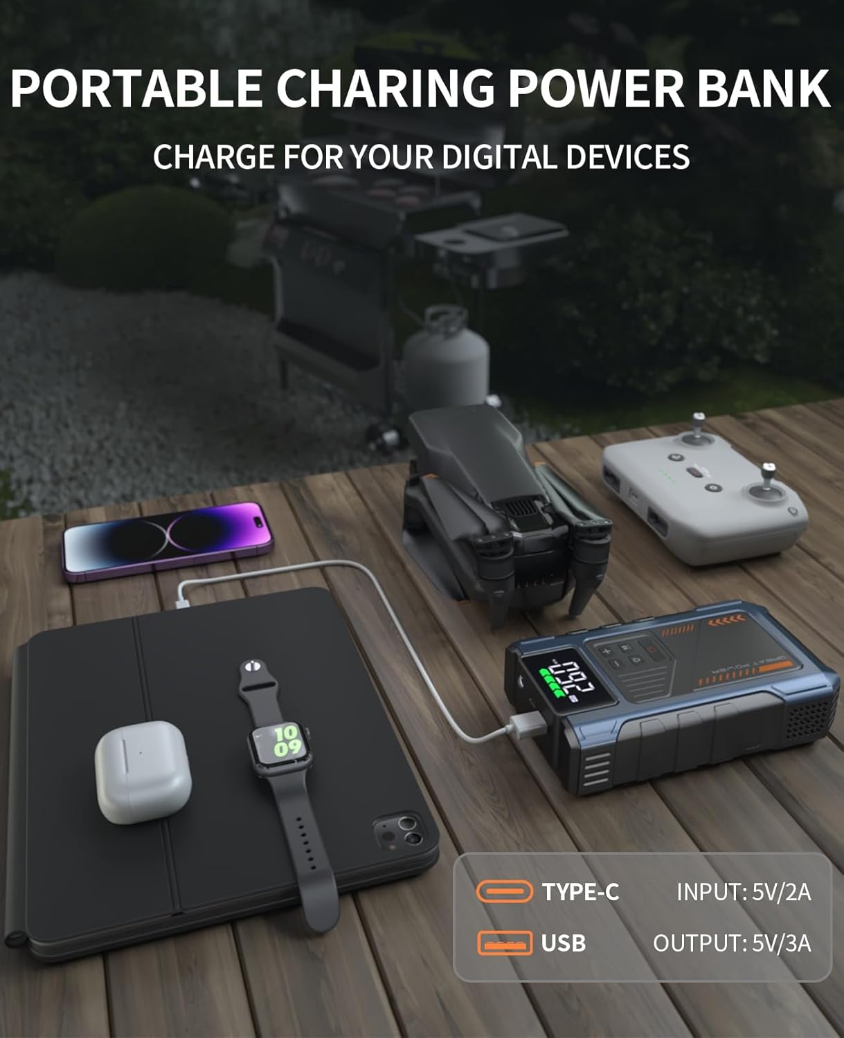 Car Battery Charger Jump Starter with Air Compressor, 4500A Jumper Box for Car Battery Portable Booster Jump Pack, 12V Jumpstart Combo 150PSI Tire Inflator Air Pump(Up to 8.5L Gas/7.0L Diesel) - Image 5