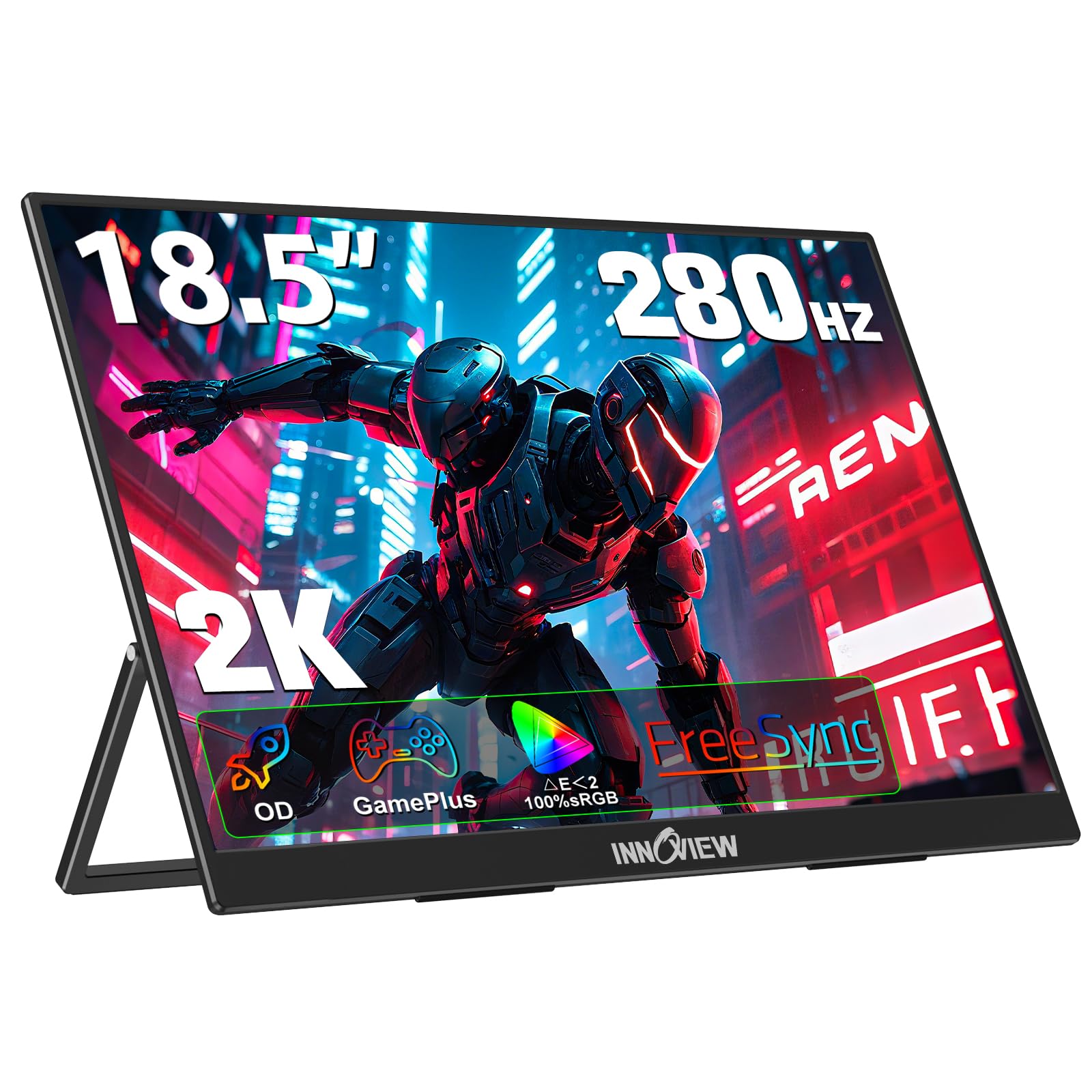 Photo 1 of InnoView 18.5 Inch 280Hz Portable Gaming Monitor,2K QHD 100% sRGB Portable Monitor Gameplus HDR FreeSync Laptop Monitors,Portable Screen for PC Phone Game Console