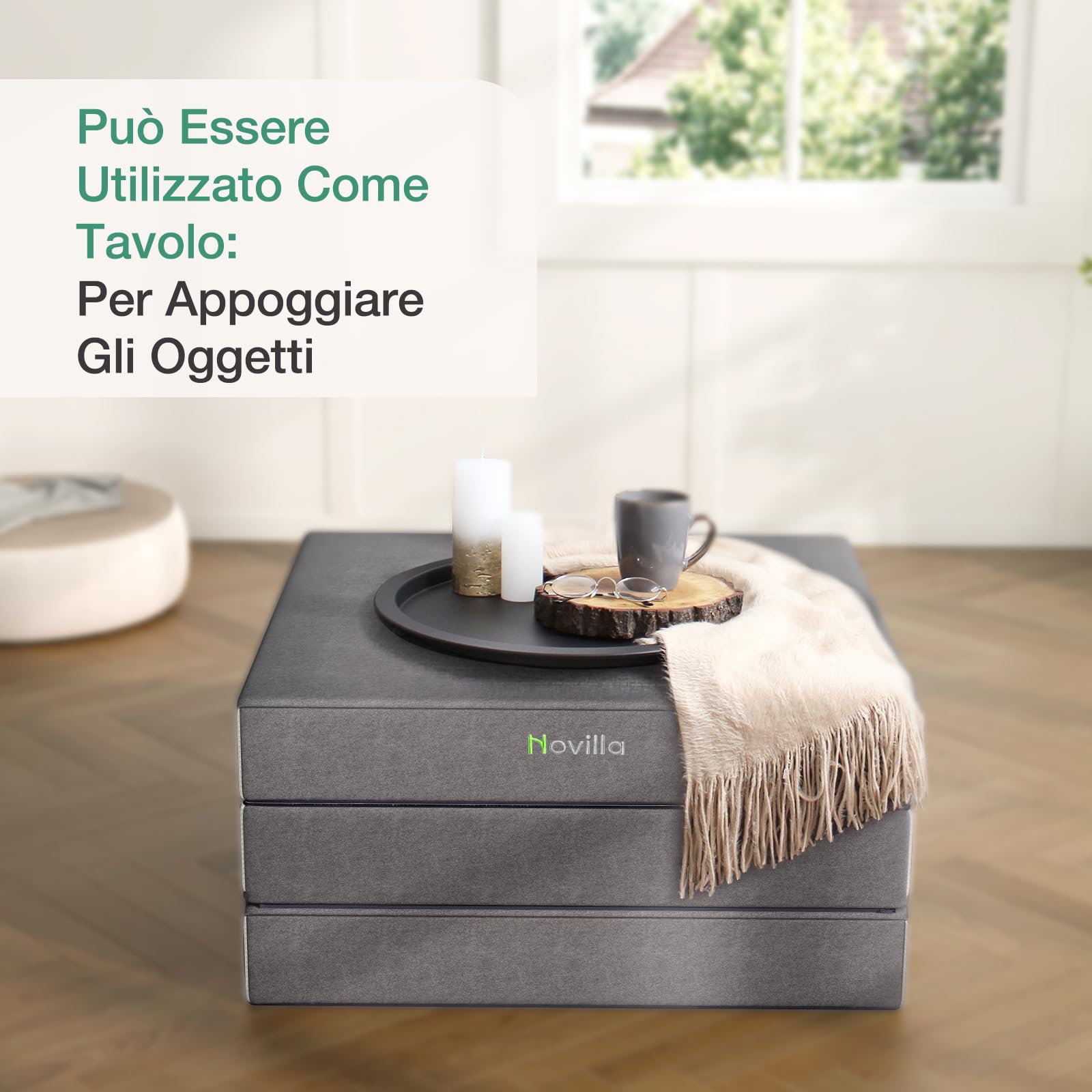 Materasso Pieghevole In Memory Foam Gel 190x60x7cm - 3 Pezzi, Per Ospiti E Campeggio