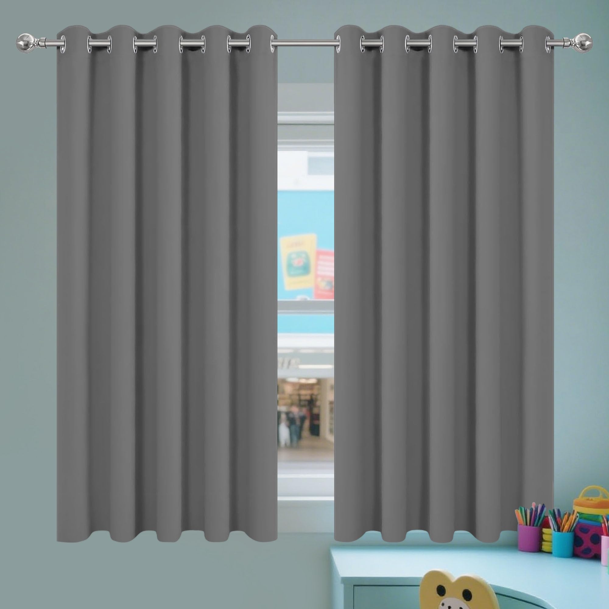 Rideau thermique anti chaleur gris foncé isolation phonique et occultation pour chambre