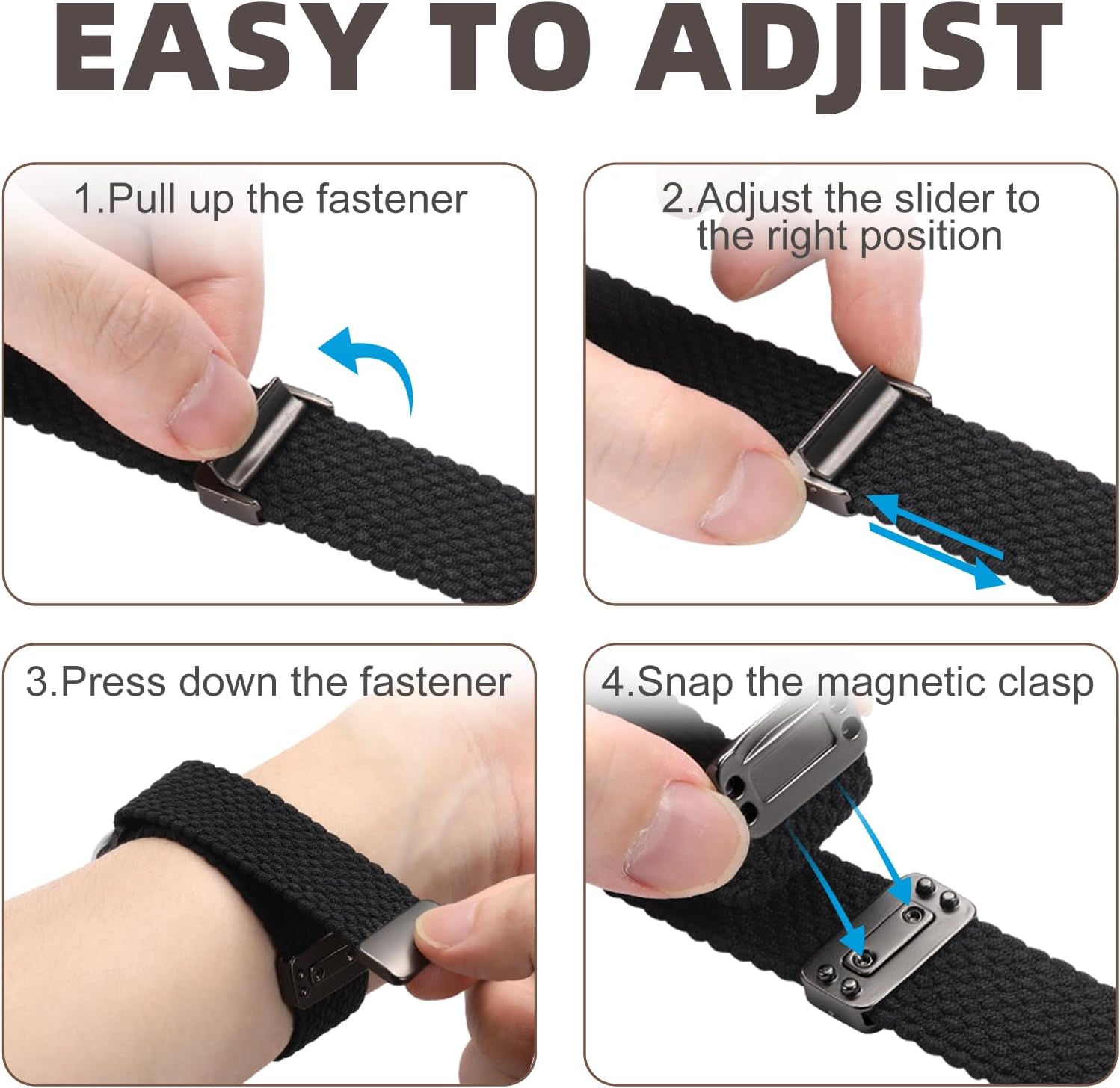 Charlam Magnetic Braided Loop Compatible with Apple Watch Bands 46mm 45mm 44mm 42mm 41mm 40mm 38mm 49mm Men Women, Soft Stretchy Nylon Sport Strap for iWatch Series 11 10 9 8 7 6 5 4 3 2 1 SE Ultra 3 - Image 7