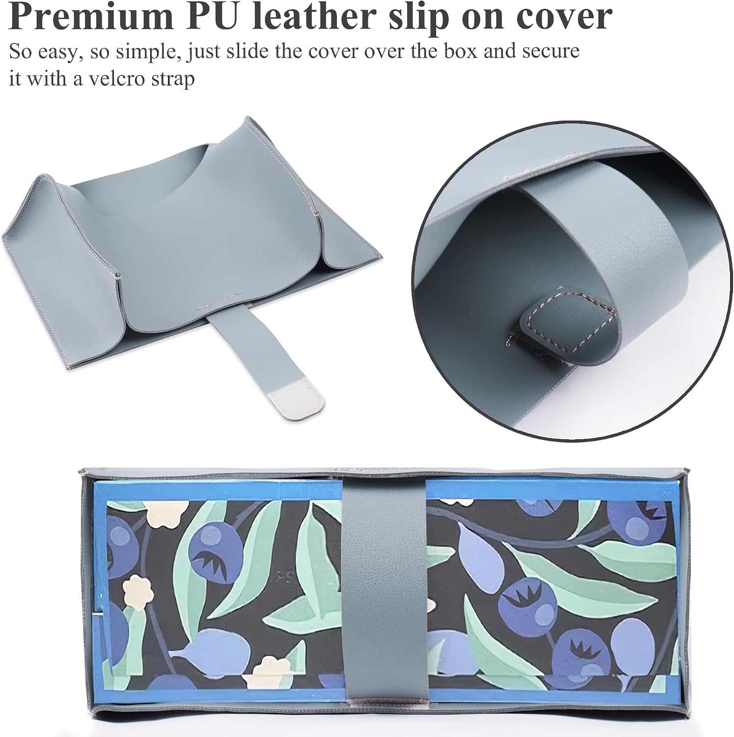 Leather Cover for Disposable Paper Hand Towel Box, Compatible with Kleenex Paper Hand Towel(1-Blue) image 4