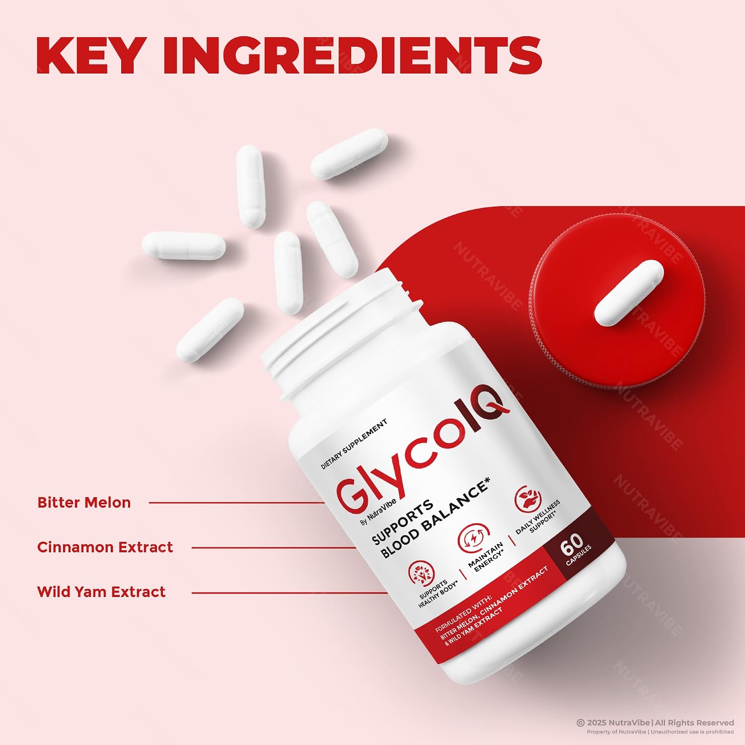 GlycoIQ Capsules, Glyco IQ Healthy Circulation Support Supplement | Natural Formula for Energy, Balanced Wellness & Active Lifestyle | Premium & Easy-to-Take, Non-Habit Forming (60 Capsules)