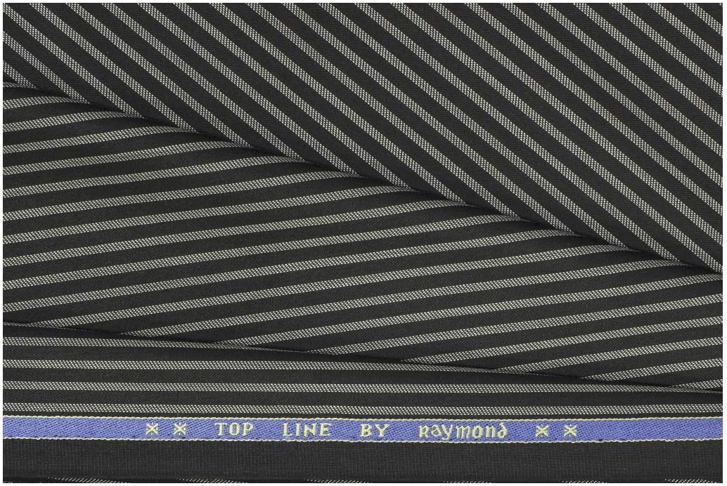 Men's Poly Viscose Unstitched Striped 3 m Suit Material (White and Black, Free Size), White, Black, 3 meters