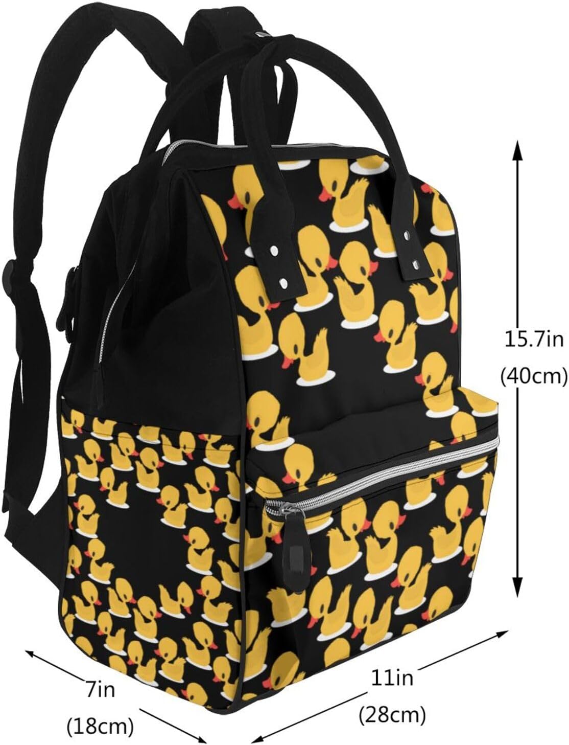 Cute Yellow Rubber Duckies Diaper Bag Backpack for Women, Large Capacity Waterproof Travel Bag with Stroller Straps