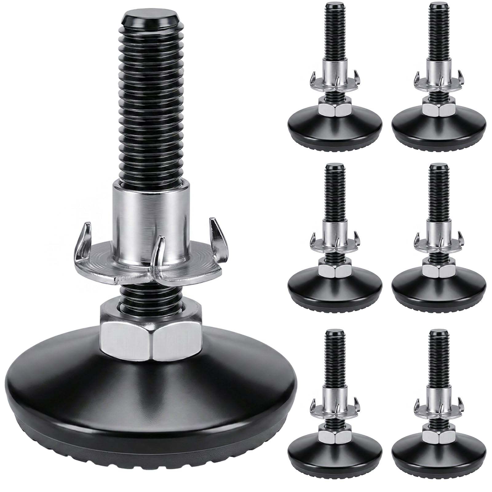 YOOPIN 6PCS Furniture Feet, M10×50mm Adjustable Feet for Furniture, Stainless Steel Levelling Foot, Non-Slip Bed Legs, Sofa Foot Gliders, Fit for Beds, Chair Legs (Black) — image 1
