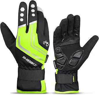INBIKE Winter Cycling Gloves - Windproof Reflective Thermal Gel Padded Bike Gloves