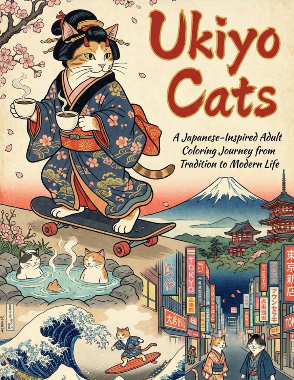 Ukiyo Cats: A Japanese-Inspired Adult Coloring Journey from Tradition to Modern Life