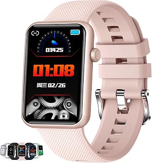 JXFY Fitness Trackers Bulit in Speaker with Heart Rate Body Temperature Blood Pressure Sleep Monitor,Waterproof Pedometer Calorie Stopwatch for Men Women,Pink(Pink)